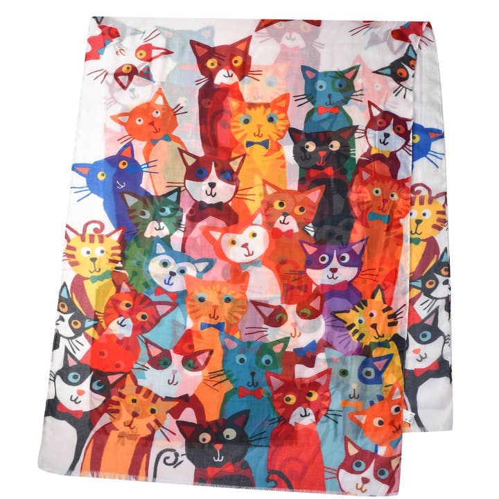 Funkyrel Limited Scarves Cat Cartoon Printed Scarf 80266974 Cat Cartoon Printed Scarf