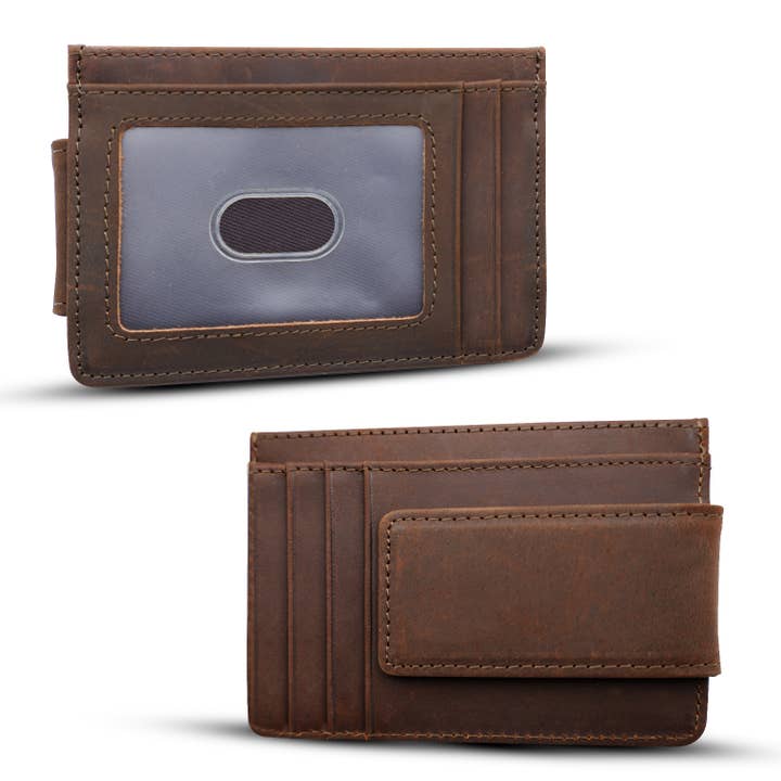 American Leather Goods Wallet with Magnet Clip - Multiple Colors