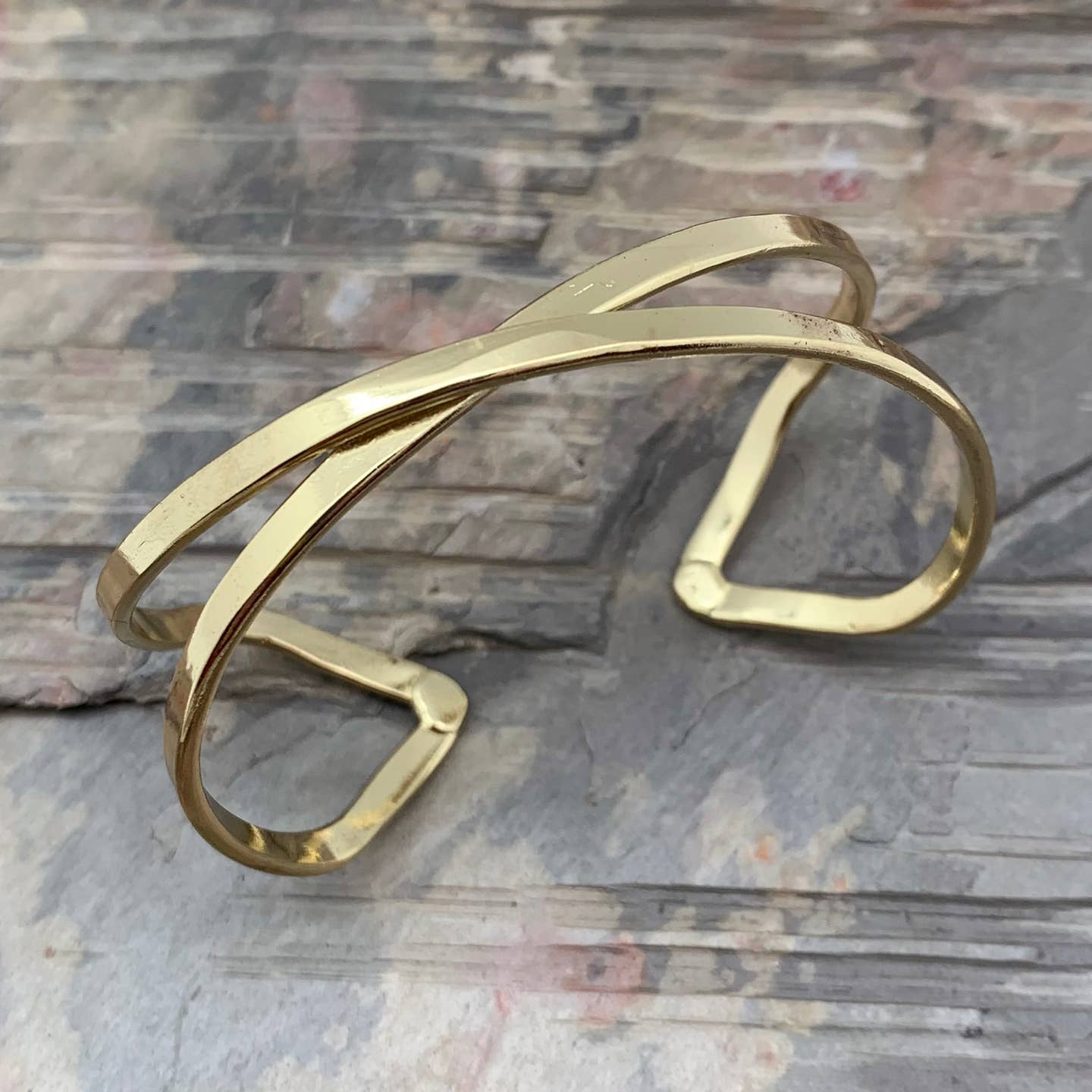Anju Jewelry Gold Narrow Single X Cuff Bracelet