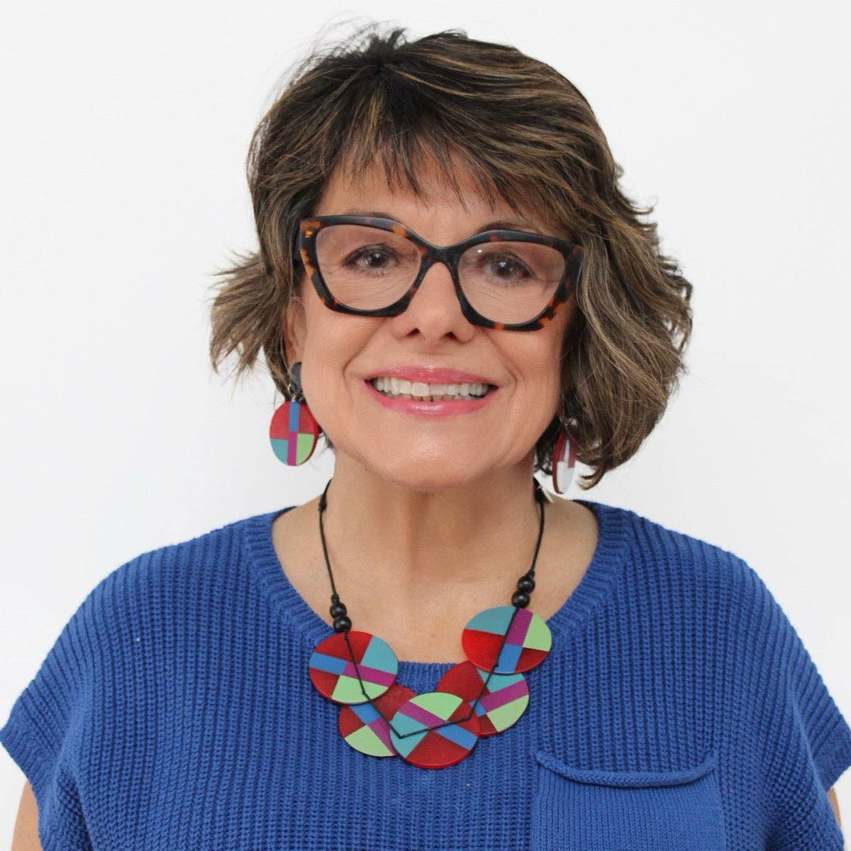 Sylca Designs Necklaces Sylca Red Geometric Design Necklace 47320286 Sylca Red Geometric Design Necklace