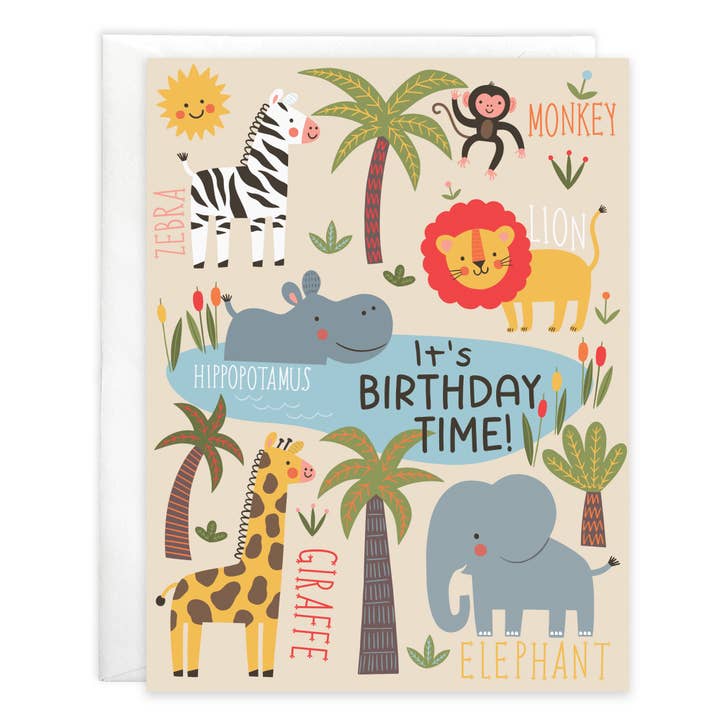 Gina B Designs Cute Jungle Animals Birthday Kids Card