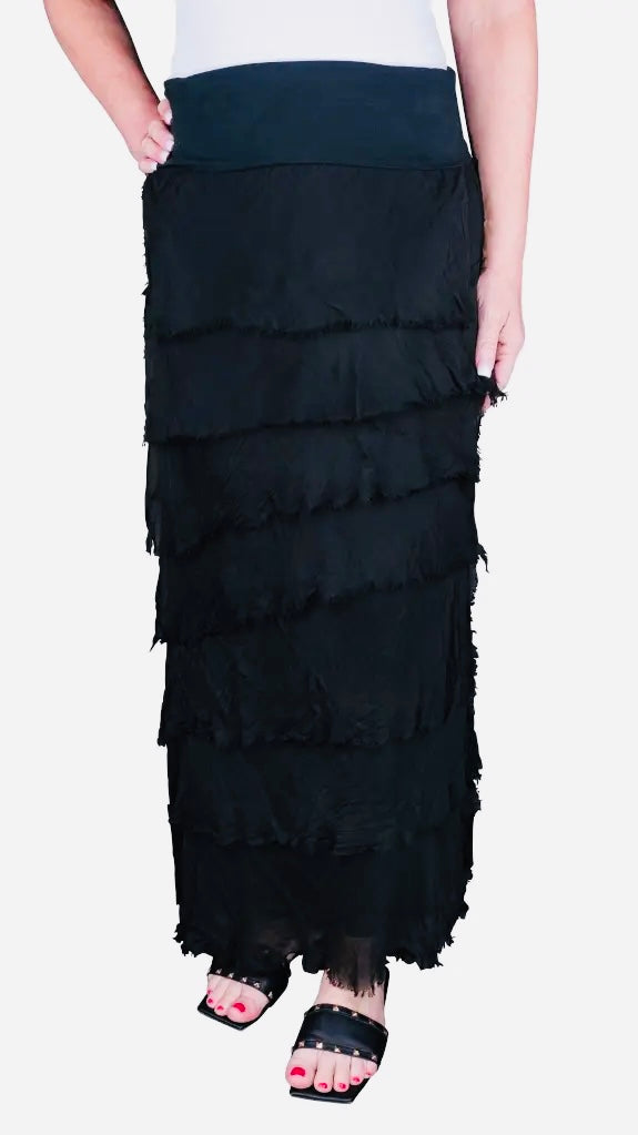 Dance in Paris Silk Ruffle Skirt