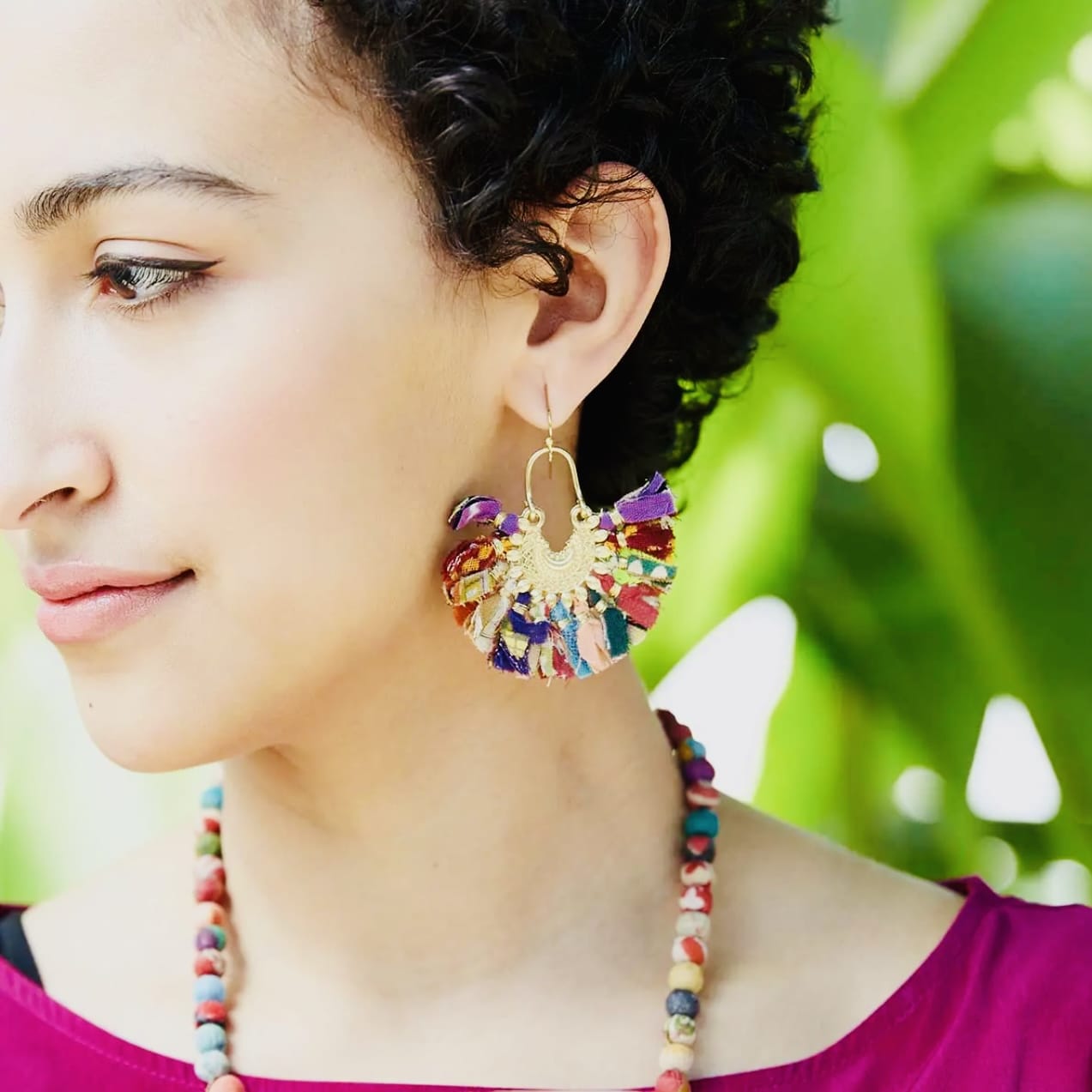World Finds Earrings World Finds Kantha Ornamental Chandeliers 98377950 World Finds Kantha Ornamental Chandeliers