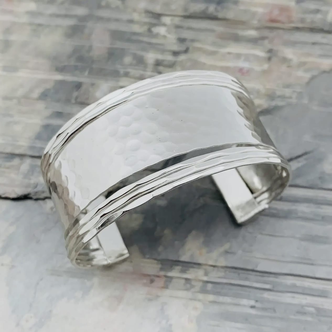 Anju Jewelry Bracelets Anju Jewelry Silver Hammered and Bands Cuff Bracelet 55384542 Anju Jewelry Silver Hammered and Bands Cuff Bracelet