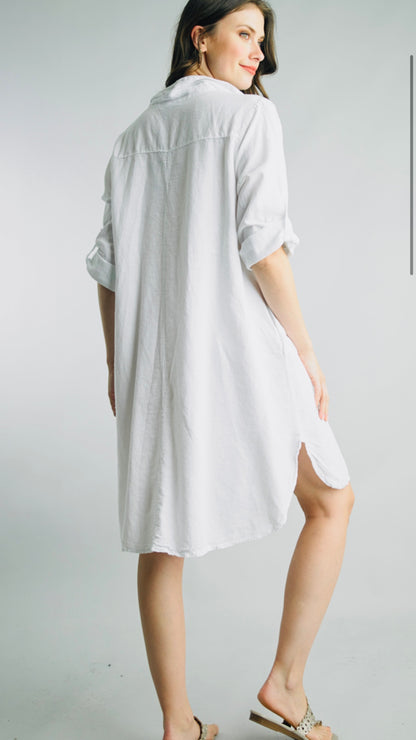 Tempo Paris Linen Short Sleeve Shirt Dress - Multiple Colors