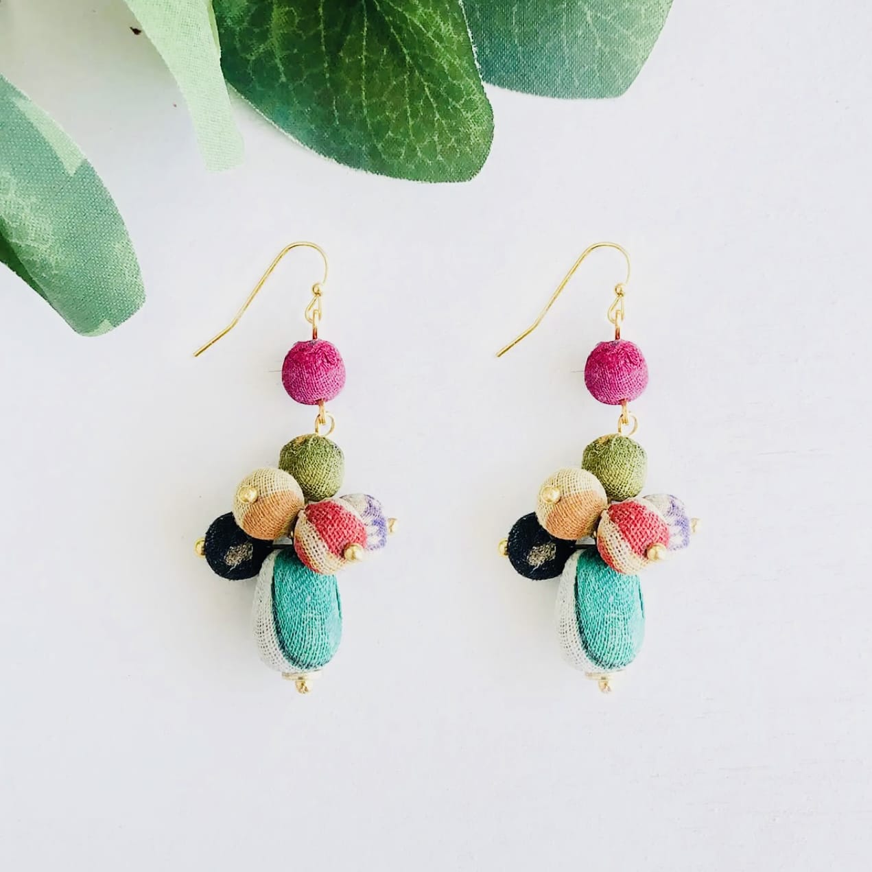 World Finds Earrings World Finds Kantha Tiered Droplet Earrings 88842462 World Finds Kantha Tiered Droplet Earrings