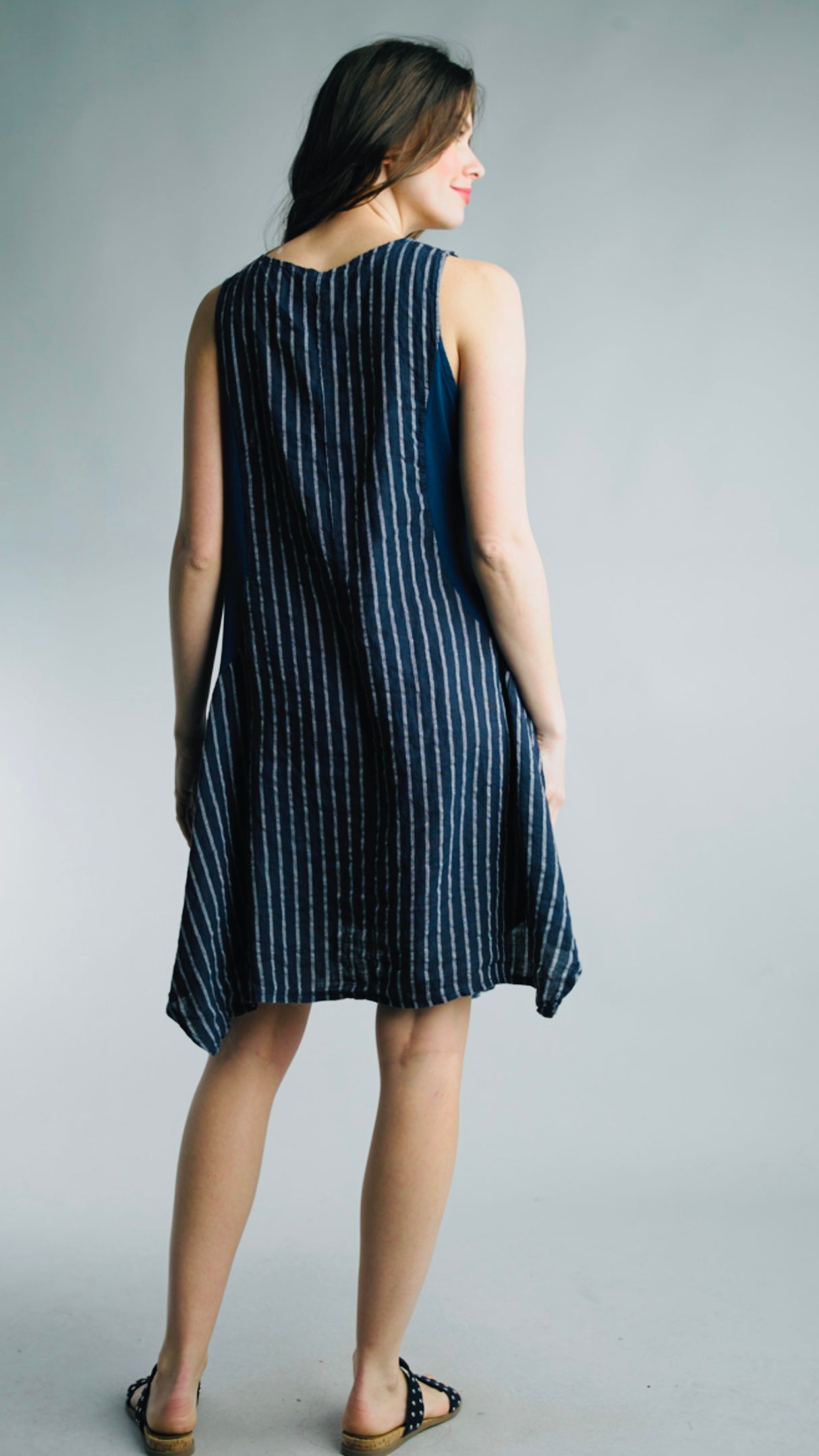 Tempo Paris Linen Mix Stripe Tank Dress - Multiple Colors