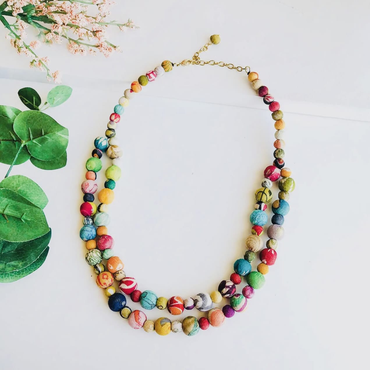 World Finds Necklaces World Finds Kantha Tandem Necklace 50330533 World Finds Kantha Tandem Necklace