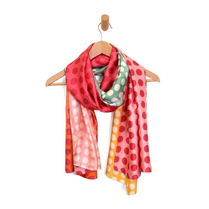 Joy Susan Scarves Joy Susan Color Block Polka Dot Scarf - Multiple Colors Joy Susan Color Block Polka Dot Scarf - Multiple Colors