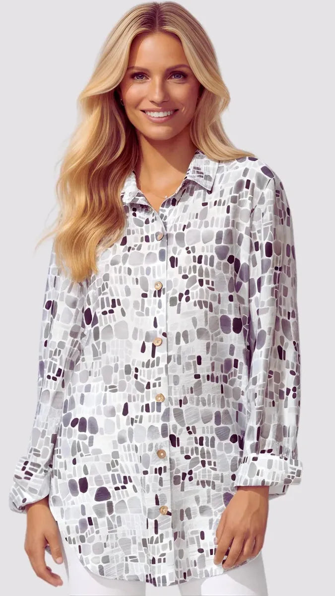 Escape by Habitat Blouses Escape Regatta Rayon Seaglass Beach Shirt 02016478 Escape Regatta Rayon Seaglass Beach Shirt
