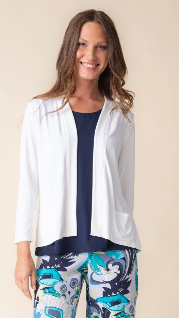 Habitat Core Travel Knit Shirred Back Open Front Jacket - Multiple Colors