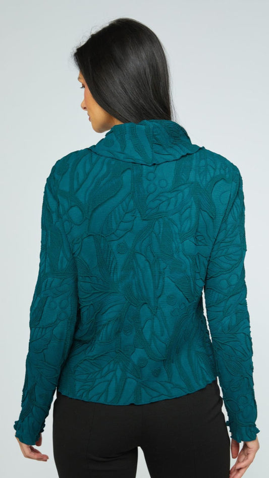 Olivia by Habitat Blouses Olivia by Habitat Sculpted Floral Embossed Cowl Top - Multiple Colors Olivia by Habitat Sculpted Floral Embossed Cowl Top - Multiple Colors