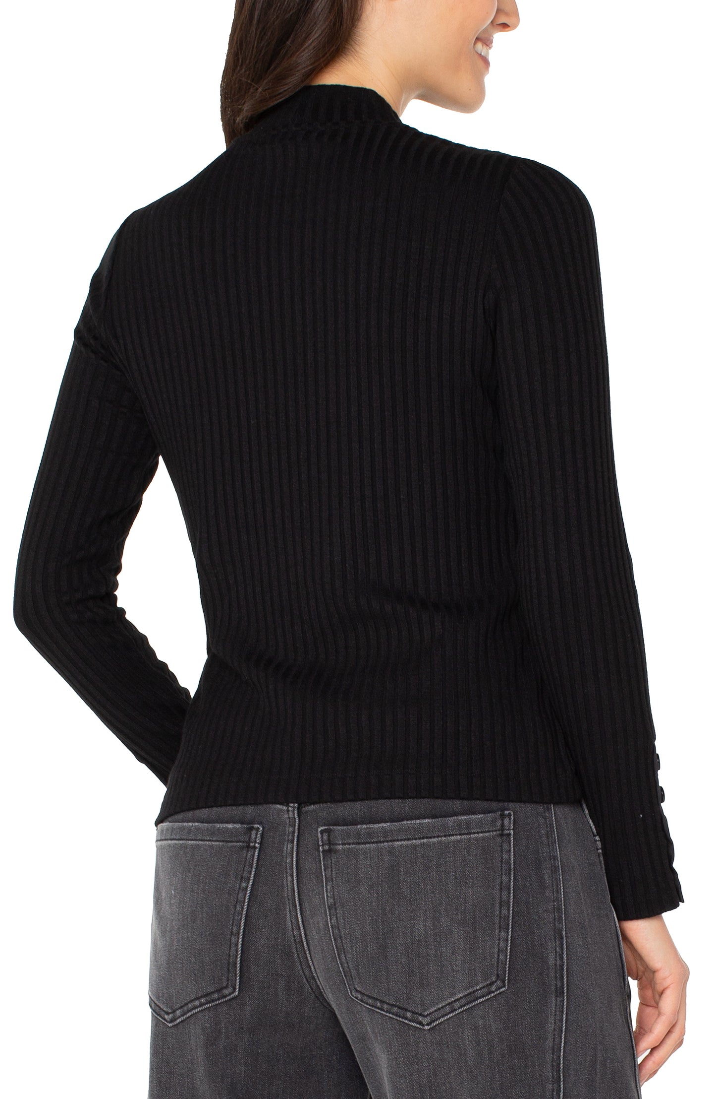 Liverpool Knit Mock Neck Top w/ Button Detail - Multiple Colors