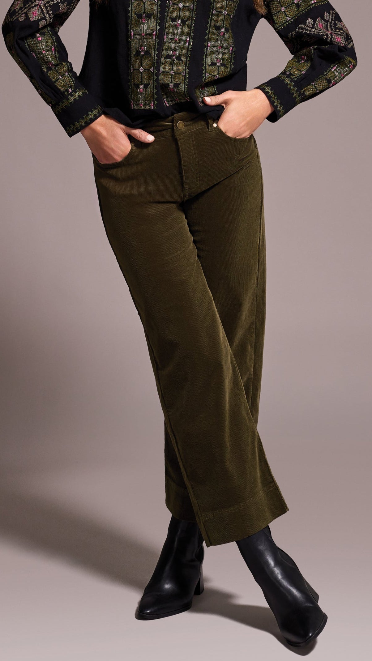 Tribal High Rise Flat Front Ankle Pant - Multiple Colors