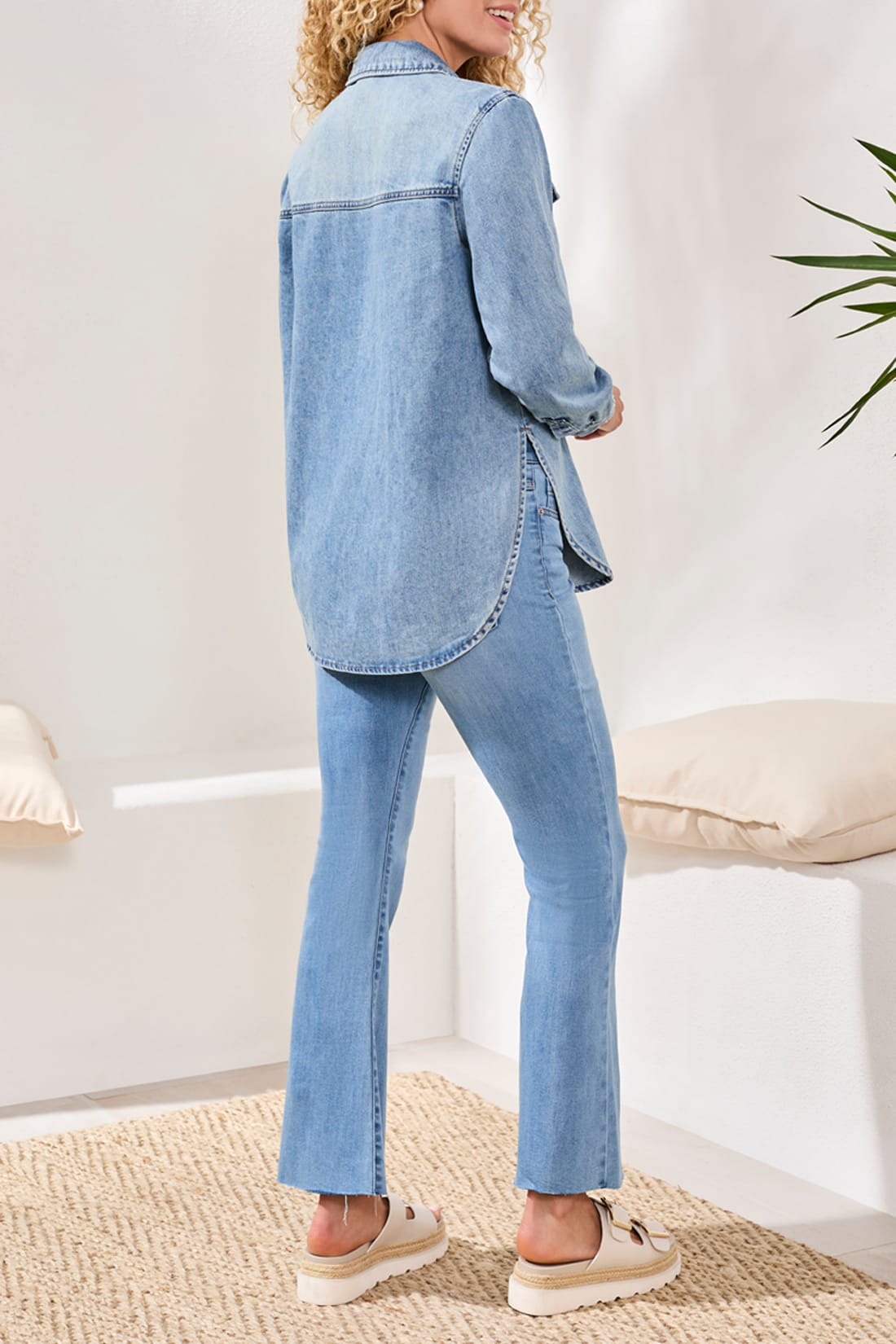 Tribal Tops Tribal Classic Denim Shirt w/ Roll Up Tab Tribal Classic Denim Shirt w/ Roll Up Tab