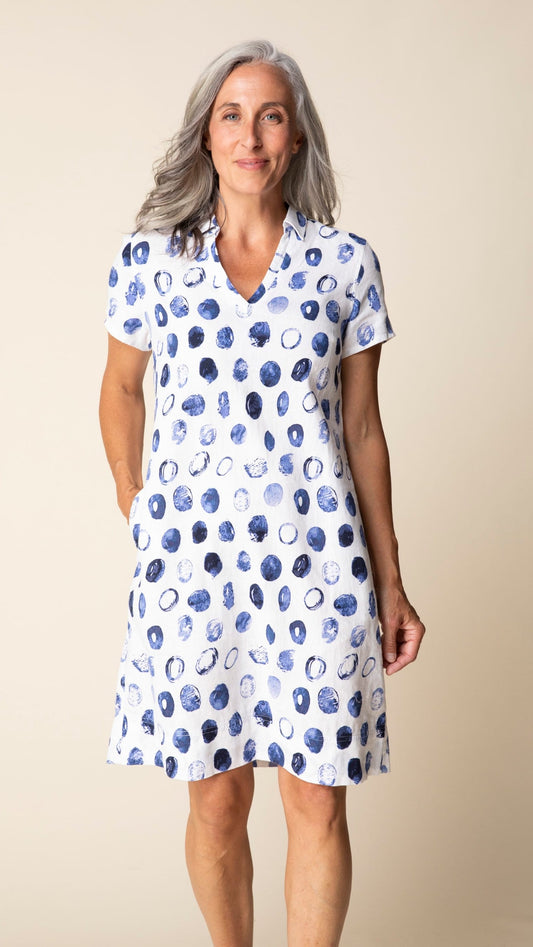 Habitat Dresses Habitat Stippling Dot Linen Jill Dress 07981278 Habitat Stippling Dot Linen Jill Dress