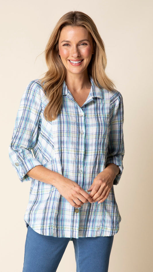 Habitat Blouses Habitat Blurred Plaid Boyfriend Tunic 86664158 Habitat Blurred Plaid Boyfriend Tunic
