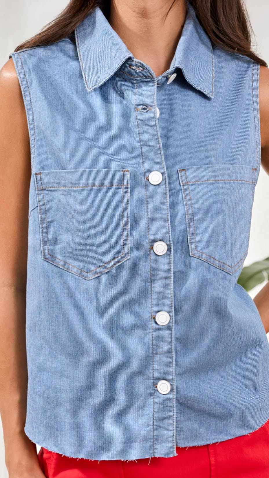 Tribal Tops Tribal Crop Sleeveless Button Down Shirt Tribal Crop Sleeveless Button Down Shirt