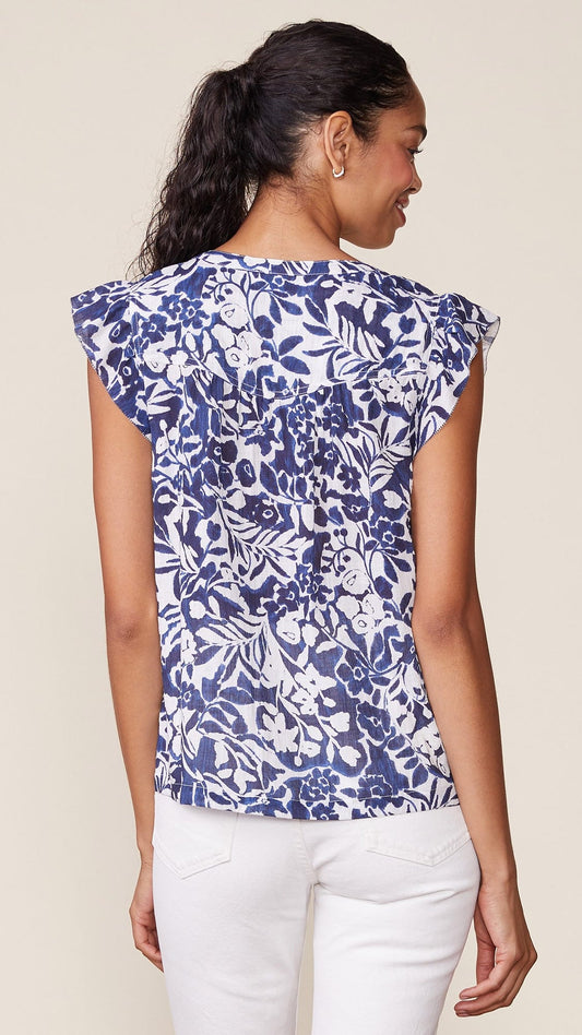 Anthem Mod Stage Apparel Tops Anthem Printed Button Down Flutter Top Anthem Printed Button Down Flutter Top
