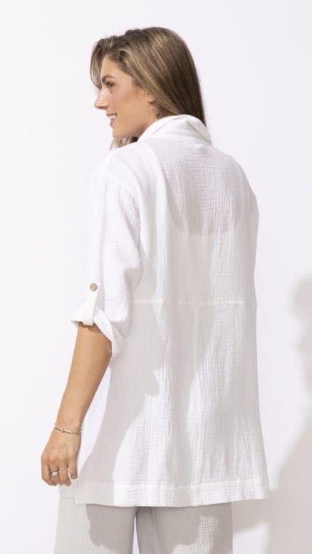 Escape by Habitat Blouses Escape Sunkissed Cotton Gauze 3/4 Sleeve Beach Shirt - Multiple Colors Escape Sunkissed Cotton Gauze 3/4 Sleeve Beach Shirt - Multiple Colors