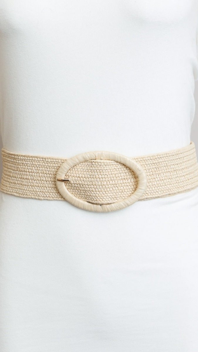 Raffia Oval Buckle Belt - Multiple Colors