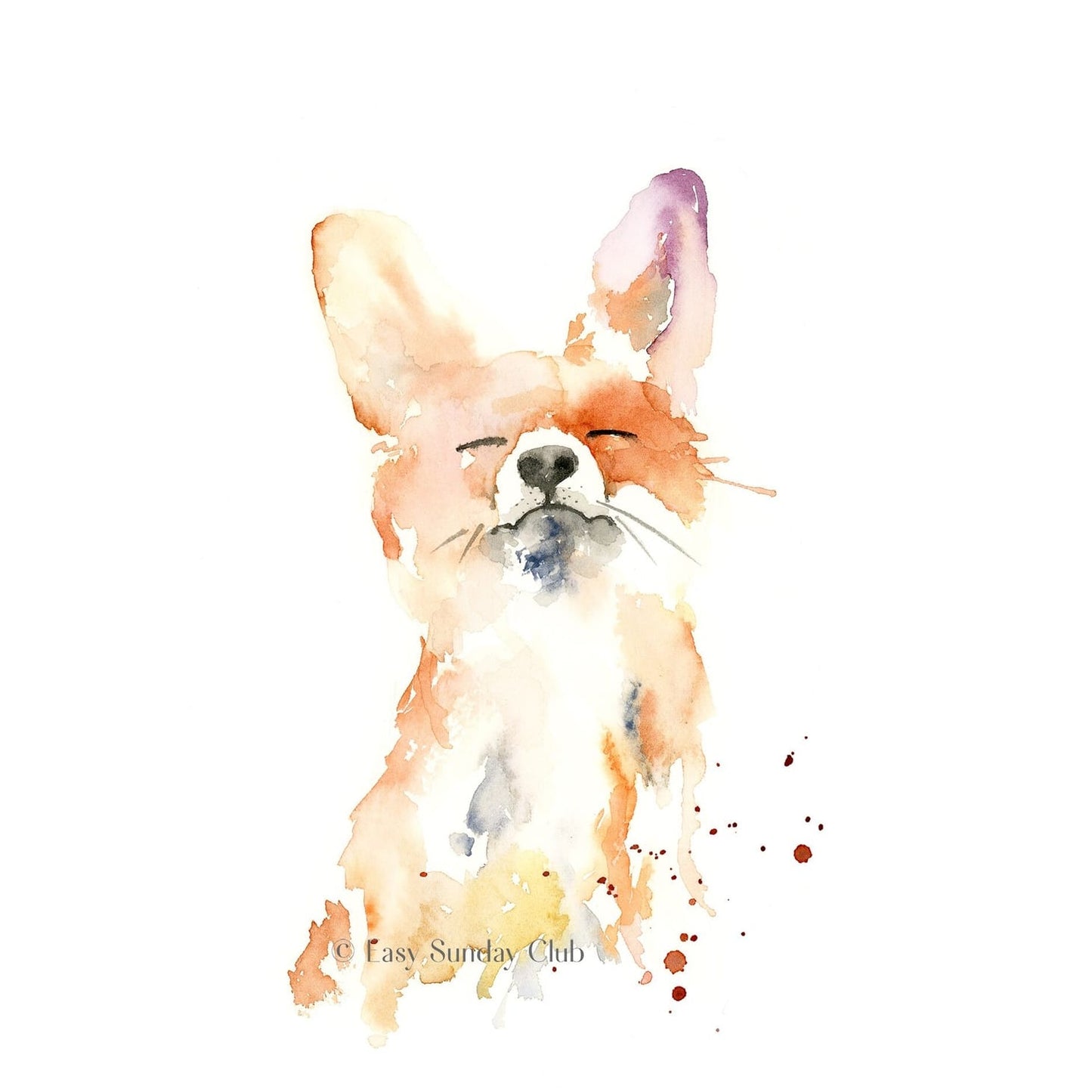 Easy Sunday Club Artwork Easy Sunday Club Proud Red Fox Watercolor Framed Print Easy Sunday Club Proud Red Fox Watercolor Framed Print