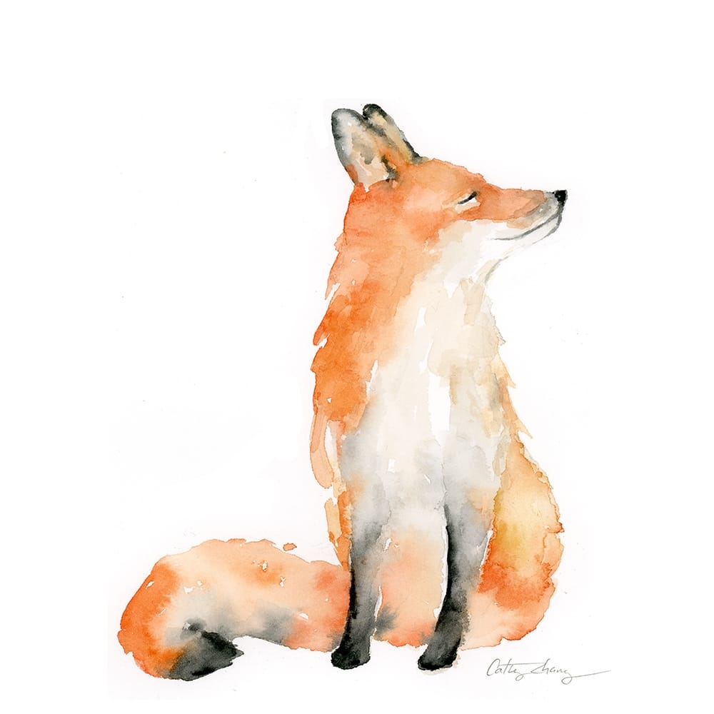 Easy Sunday Club Artwork Easy Sunday Club Red Fox Watercolor Framed Print Easy Sunday Club Red Fox Watercolor Framed Print