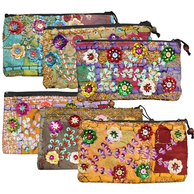 World Buyers Flower Sequin Coin Purse - 2 Sizes