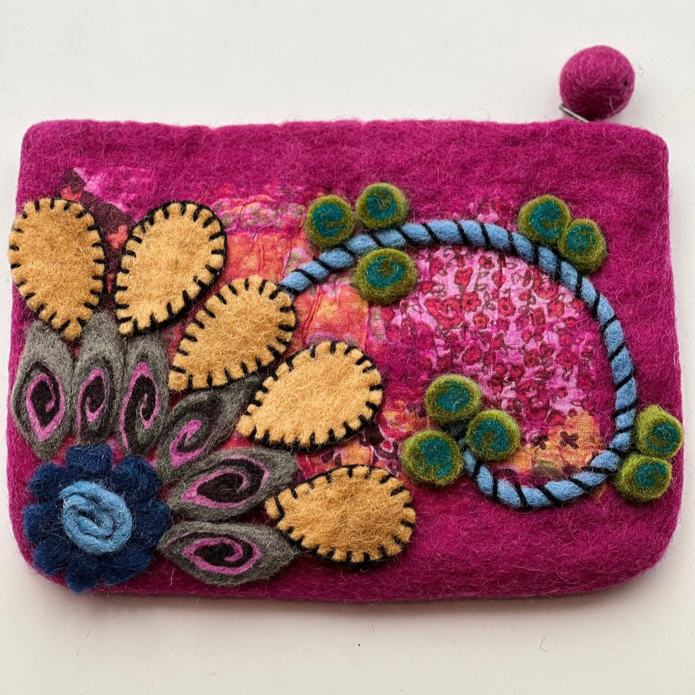 Flower Felted Coin Purse - Multiple Colors