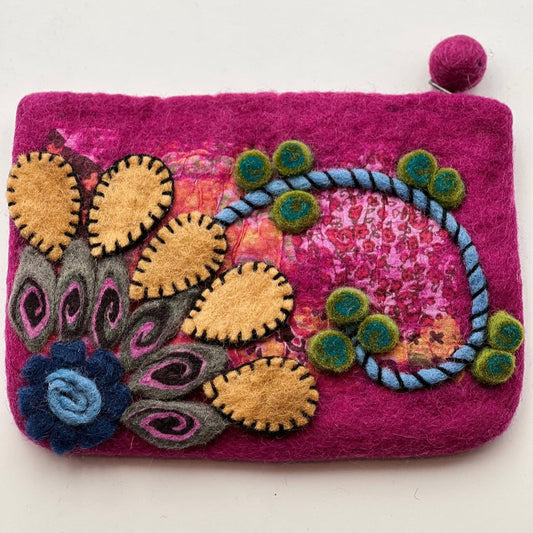 Flower Felted Coin Purse - Multiple Colors