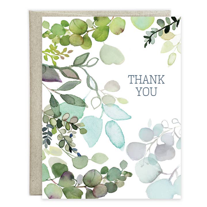 Gina B Designs Thank You Botanical Leaves Blank Note Card