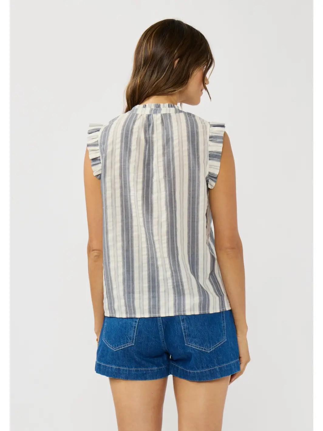 Lovestitch Tanks Ruffle Sleeve Stripe Smocked Top Ruffle Sleeve Stripe Smocked Top