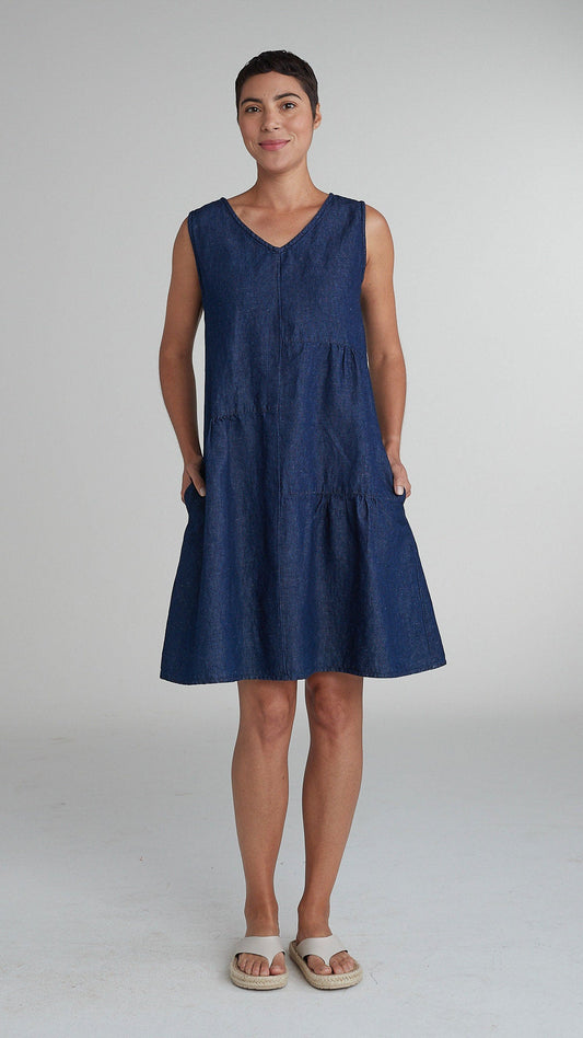 Cut Loose Flax Denim Patch Dress