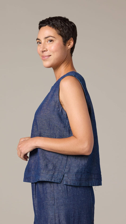 Cut Loose Tanks Cut Loose Flax Denim Wide Facing Shell Cut Loose Flax Denim Wide Facing Shell