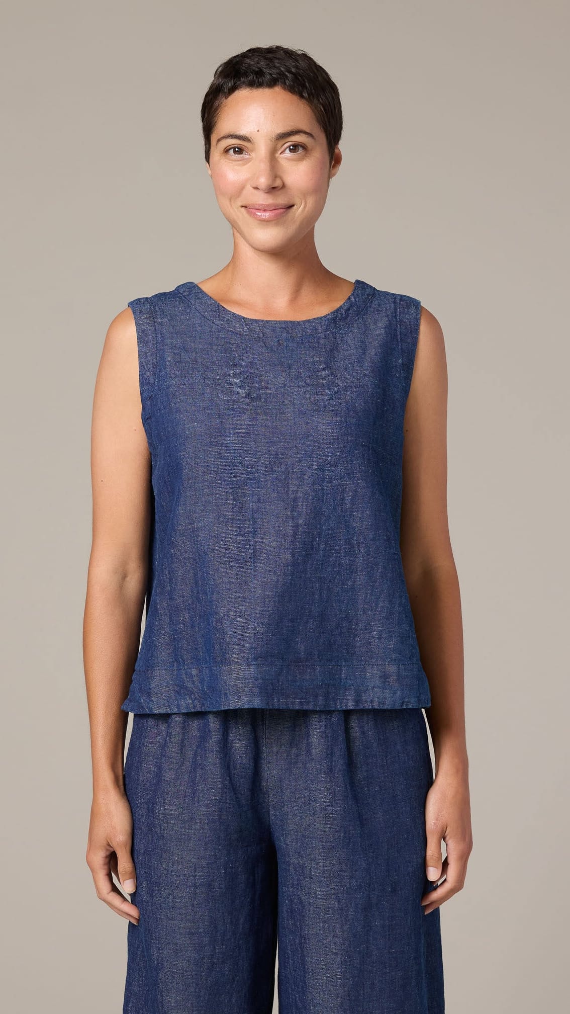 Cut Loose Tanks Cut Loose Flax Denim Wide Facing Shell 72661470 Cut Loose Flax Denim Wide Facing Shell