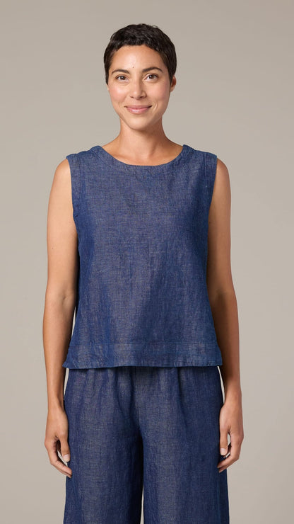 Cut Loose Tanks Cut Loose Flax Denim Wide Facing Shell 72661470 Cut Loose Flax Denim Wide Facing Shell