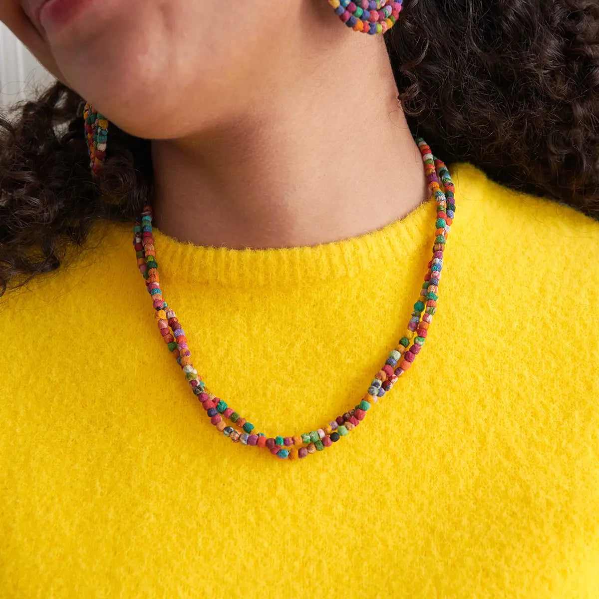 World Finds Necklaces World Finds Kantha Milieu Double Strand Necklace World Finds Kantha Milieu Double Strand Necklace