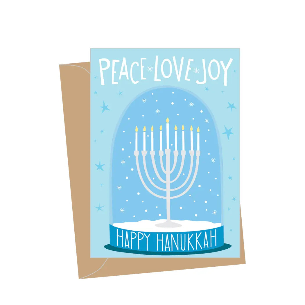 Hanukkah Menorah Snowglobe Mini Greeting Card