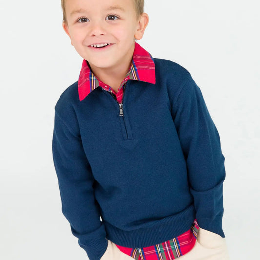 RuffleButts Quarter-Zip Sweater