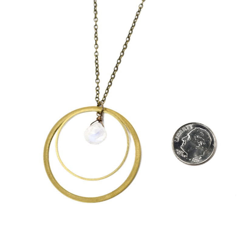 Edgy Petal Necklaces Edgy Petal Rainbow Moonstone Double Circle Necklace 79025886 Edgy Petal Rainbow Moonstone Double Circle Necklace