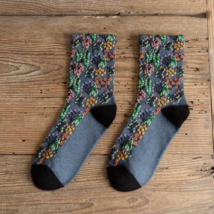 Funkyrel Limited Socks Wild Bloom Texture Crew Socks - Multiple Colors 44672990 Wild Bloom Texture Crew Socks - Multiple Colors
