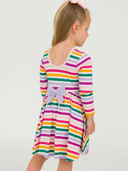 RuffleButts Rainbow Stripe Twirl Dress