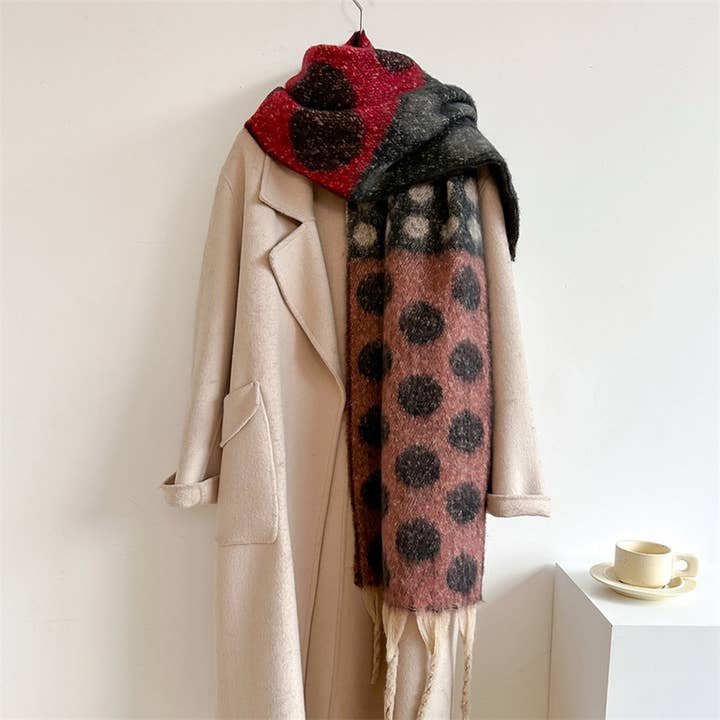 Oversized Retro Polka Dot Shawl Scarf - Multiple Colors