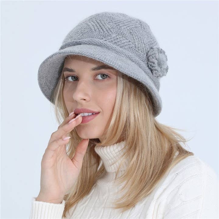 Knitted Flowerpot Fleece Hat - Multiple Colors
