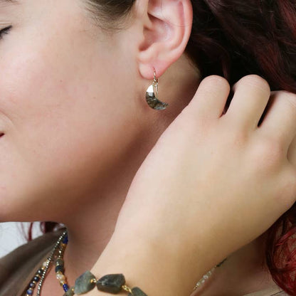 Anne Vaughan Crescent Blue Moon Labradorite Earring