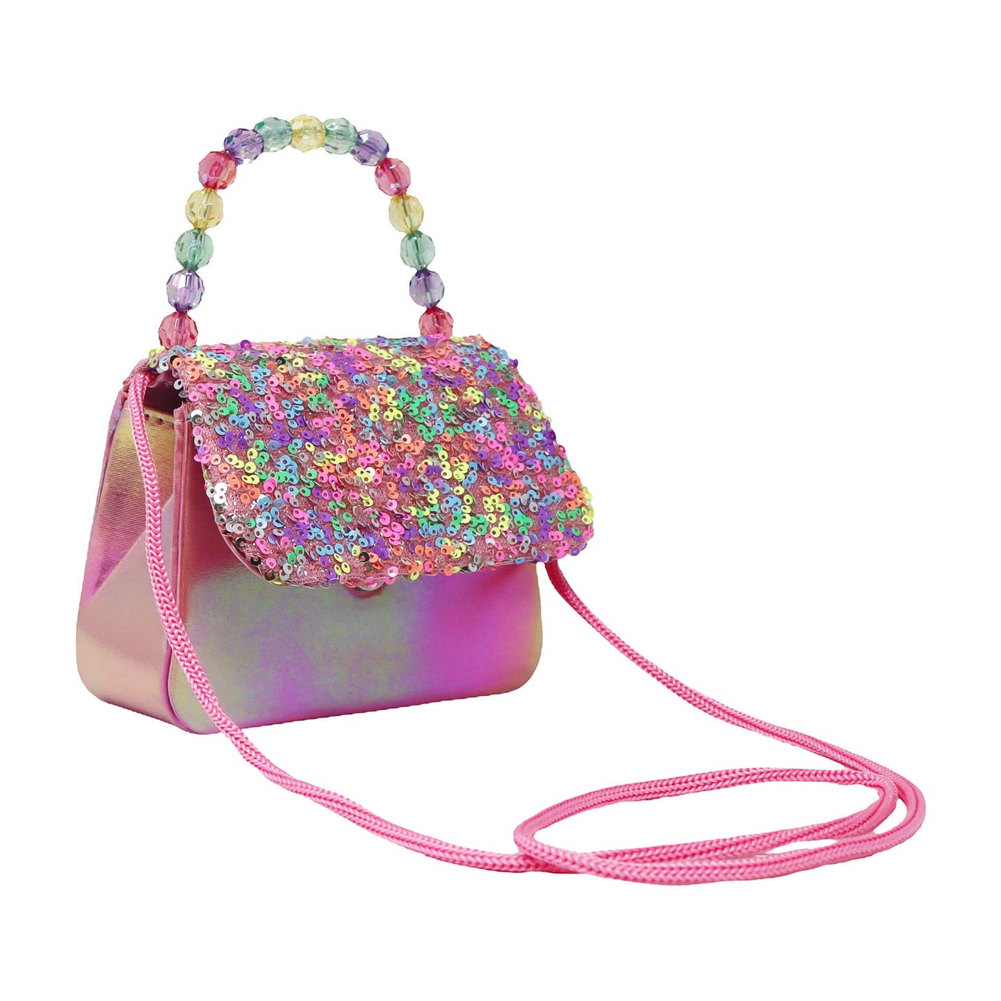 Pink Poppy Mermaid Flip Sequin Handbag