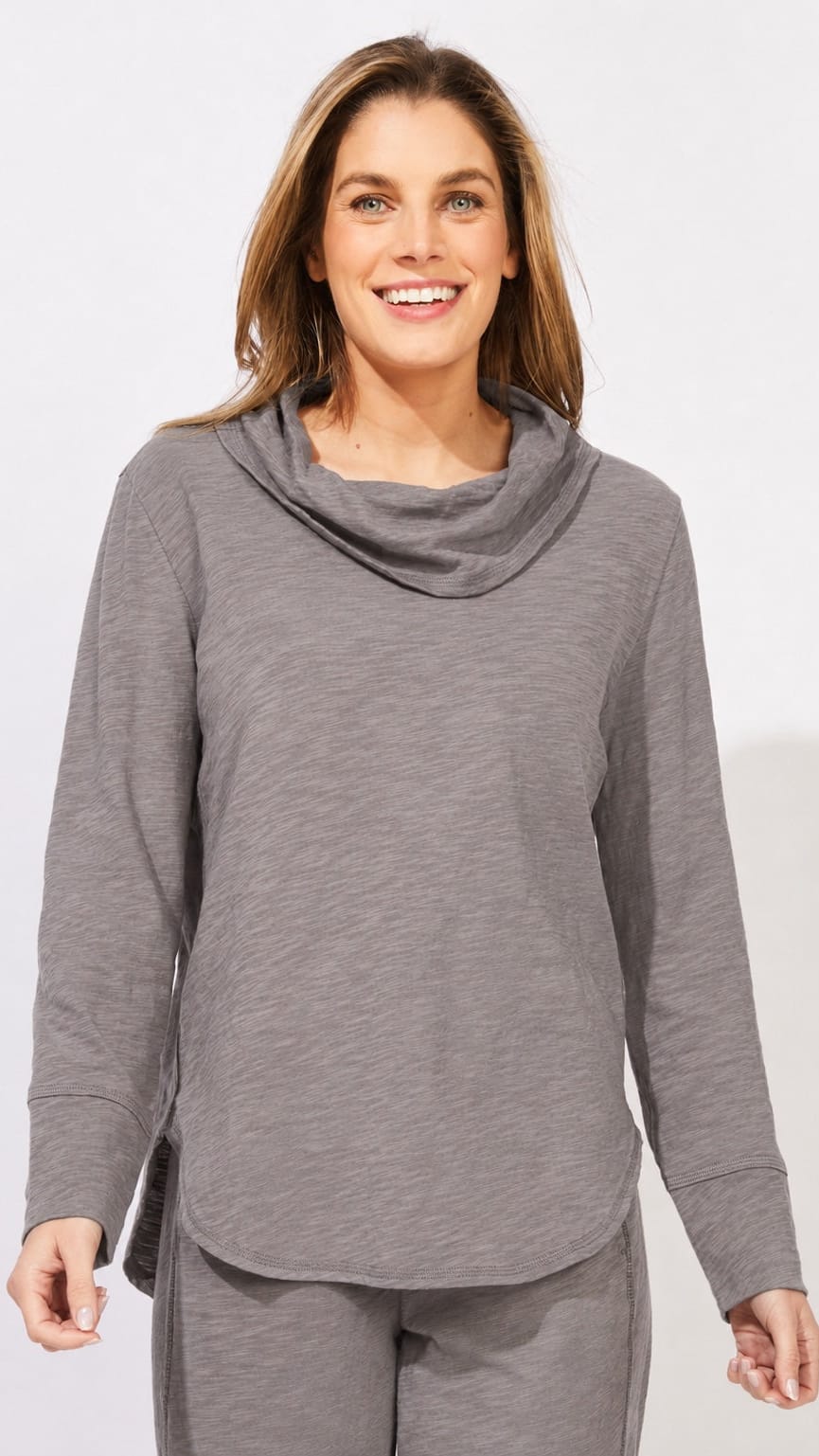 Escape by Habitat Tunics Escape Cotton Slub Hi-Low Cowl Tee - Multiple Colors 10573278 Escape Cotton Slub Hi-Low Cowl Tee - Multiple Colors