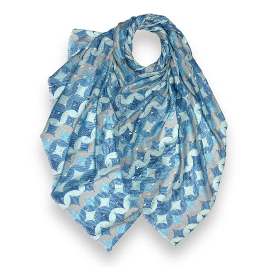 London Scarves Retro Print with Stars Scarf