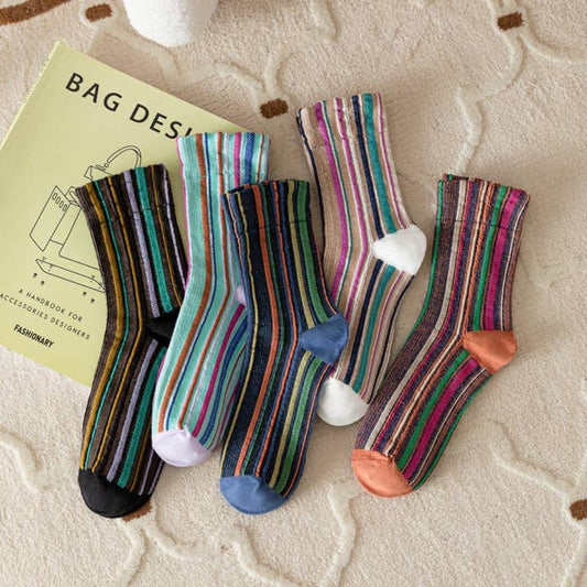 Bohemian Vertical Striped Socks - Multiple Colors