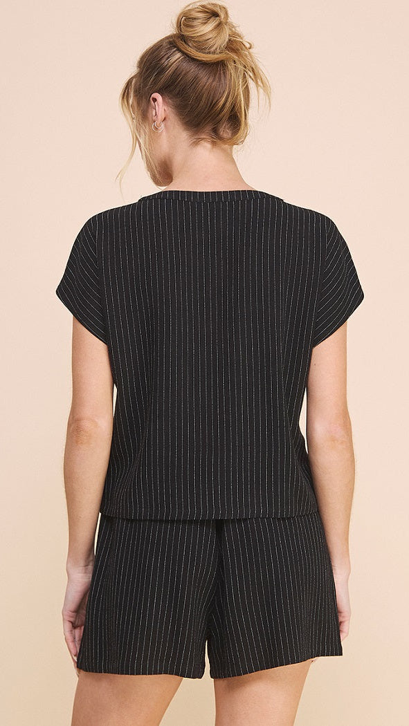 Allie Rose Dolman Collarless Button Shirt